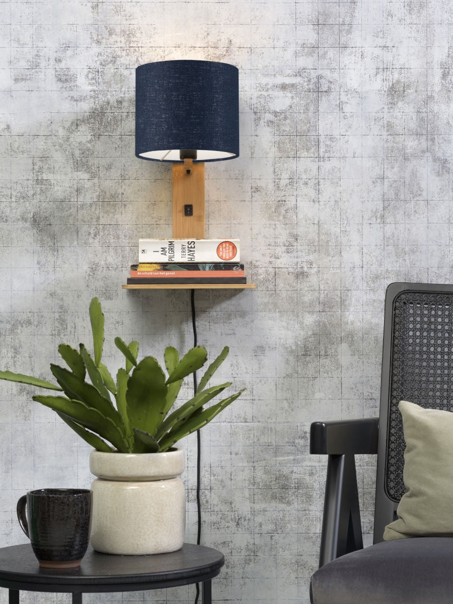 Wandlamp Andes Naturel/Demin met plank