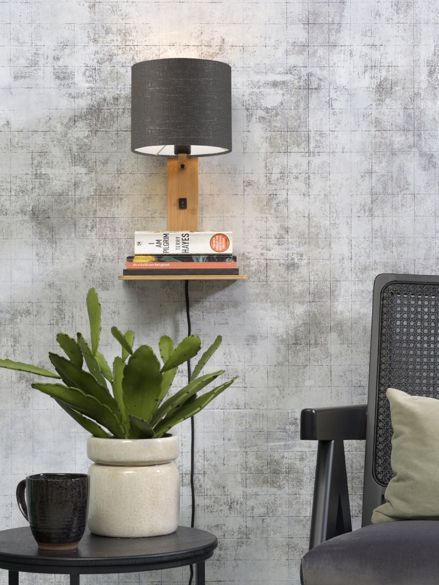 Wandlamp Andes Naturel/Donkergrijs met plank