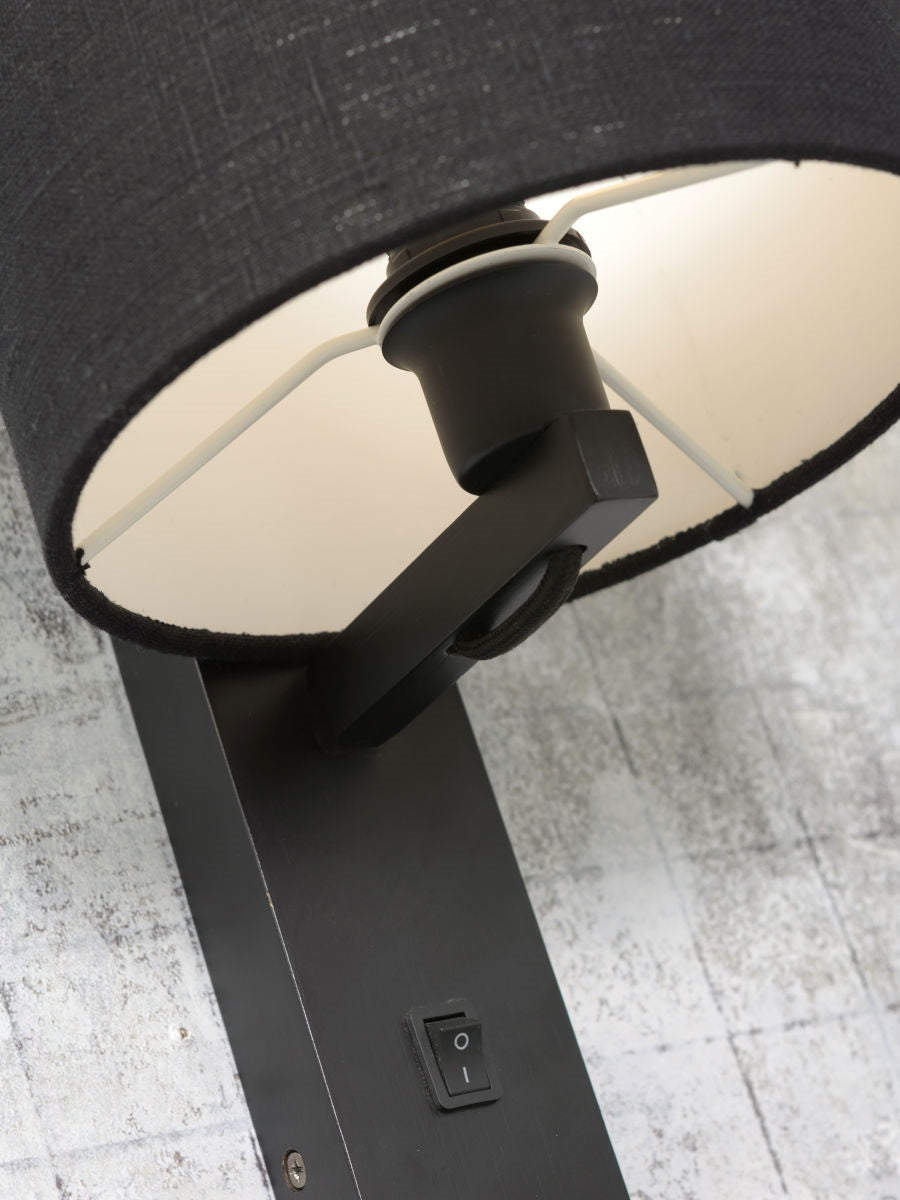 Wandlamp Andes Zwart/Zwart met plank