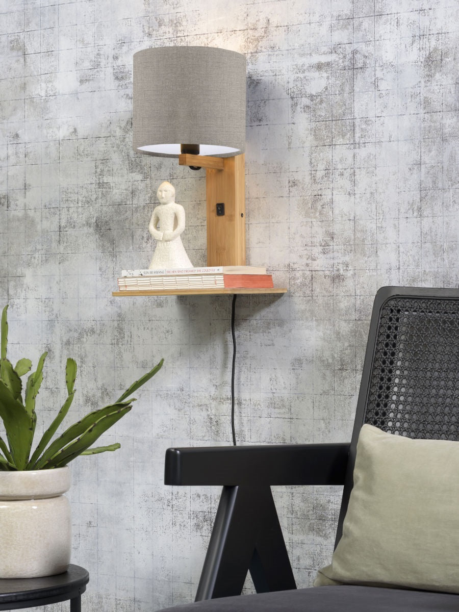Wandlamp Andes Naturel/Donker Linnen met plank