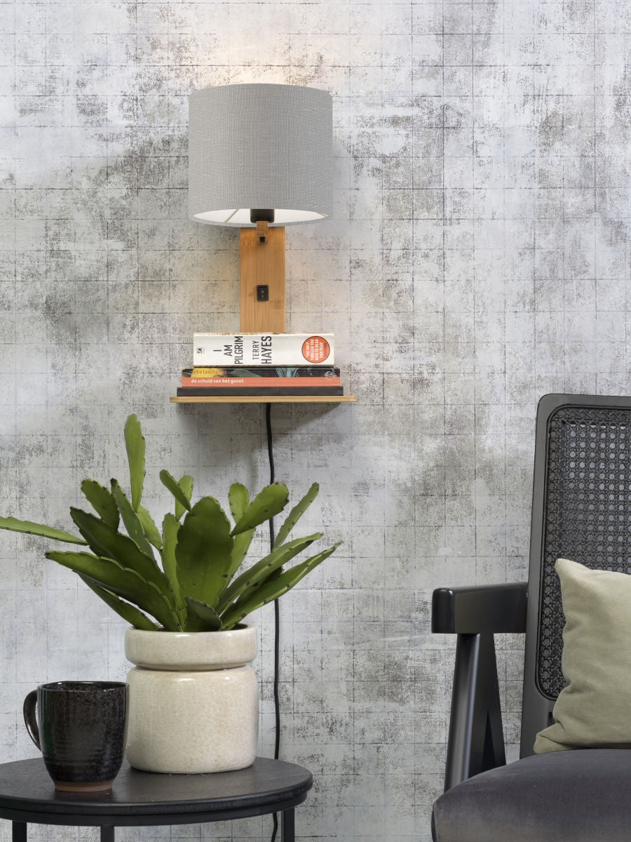 Wandlamp Andes Naturel/Lichtgrijs met plank