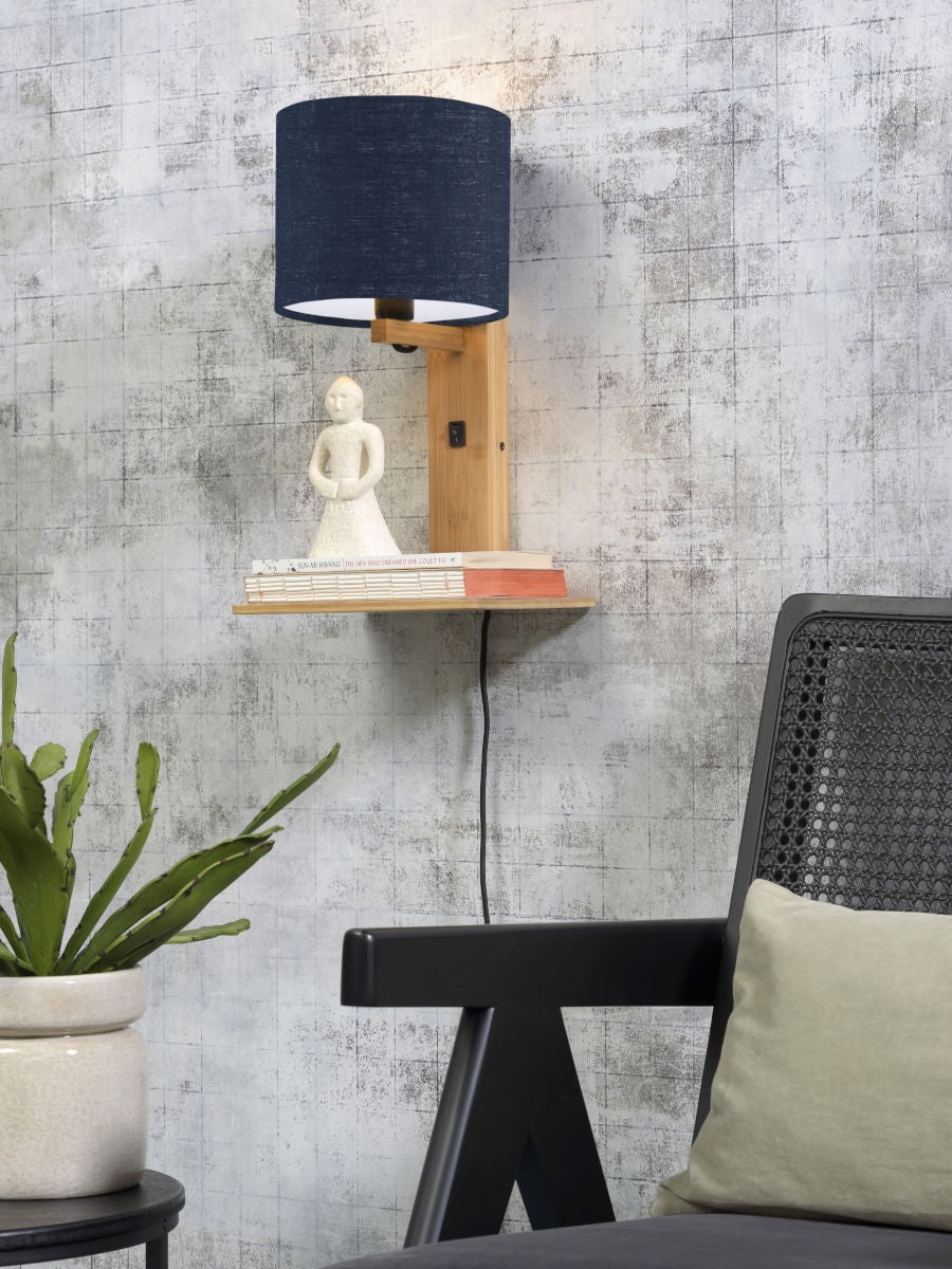 Wandlamp Andes Naturel/Demin met plank