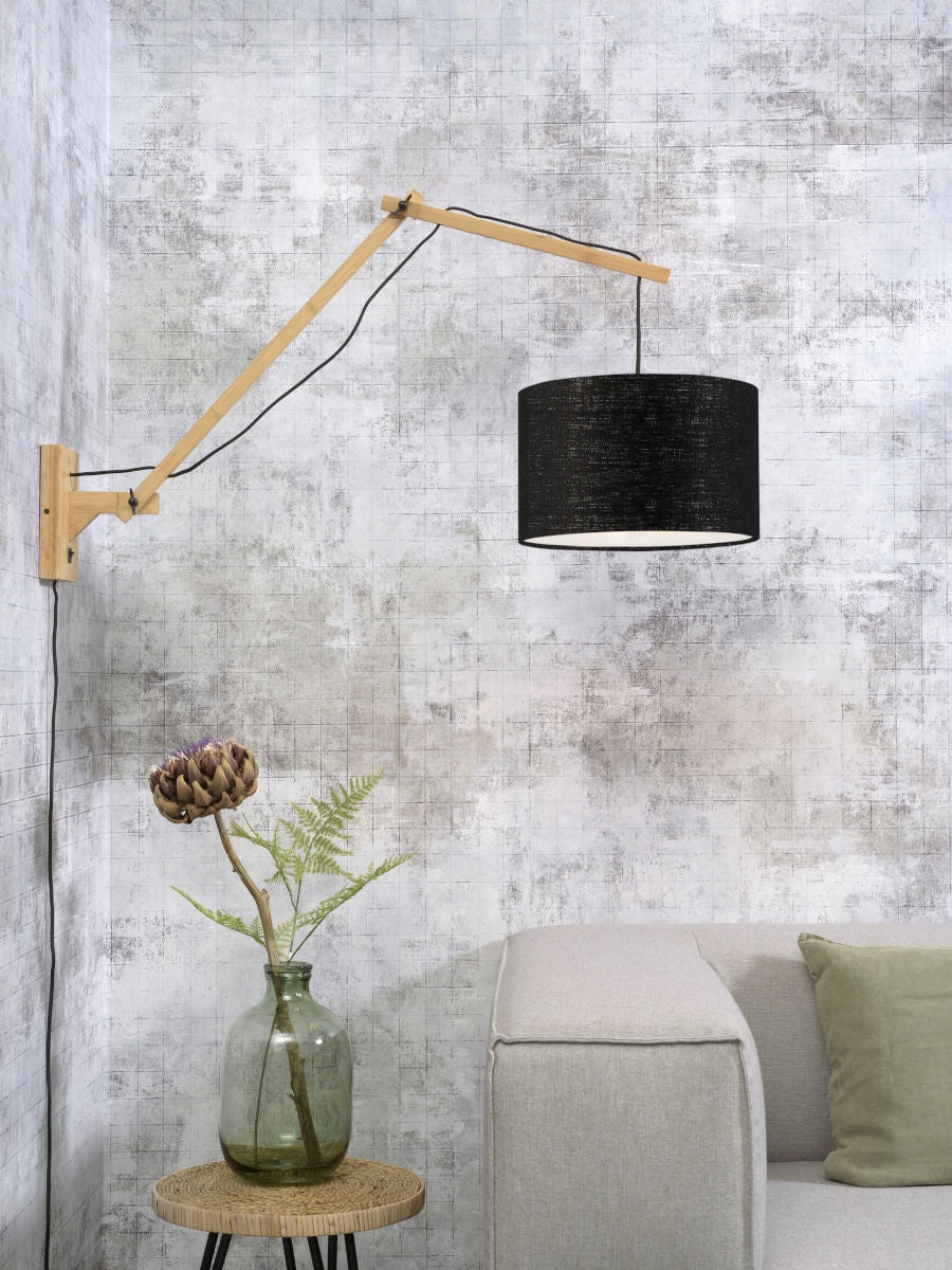 Wandlamp Andes L Naturel/Zwart