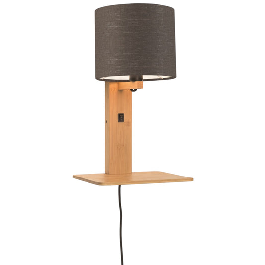 Wandlamp Andes Naturel/Donkergrijs met plank