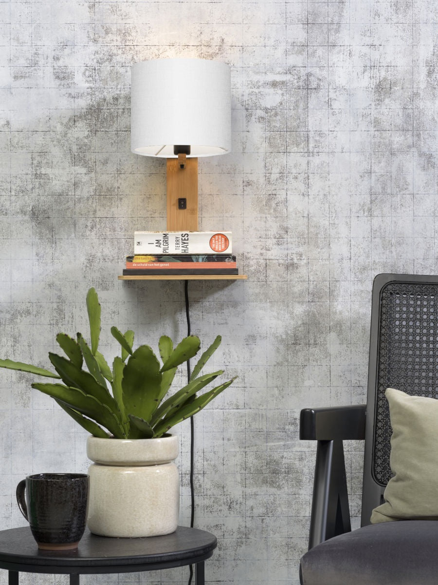 Wandlamp Andes Naturel/Wit met plank