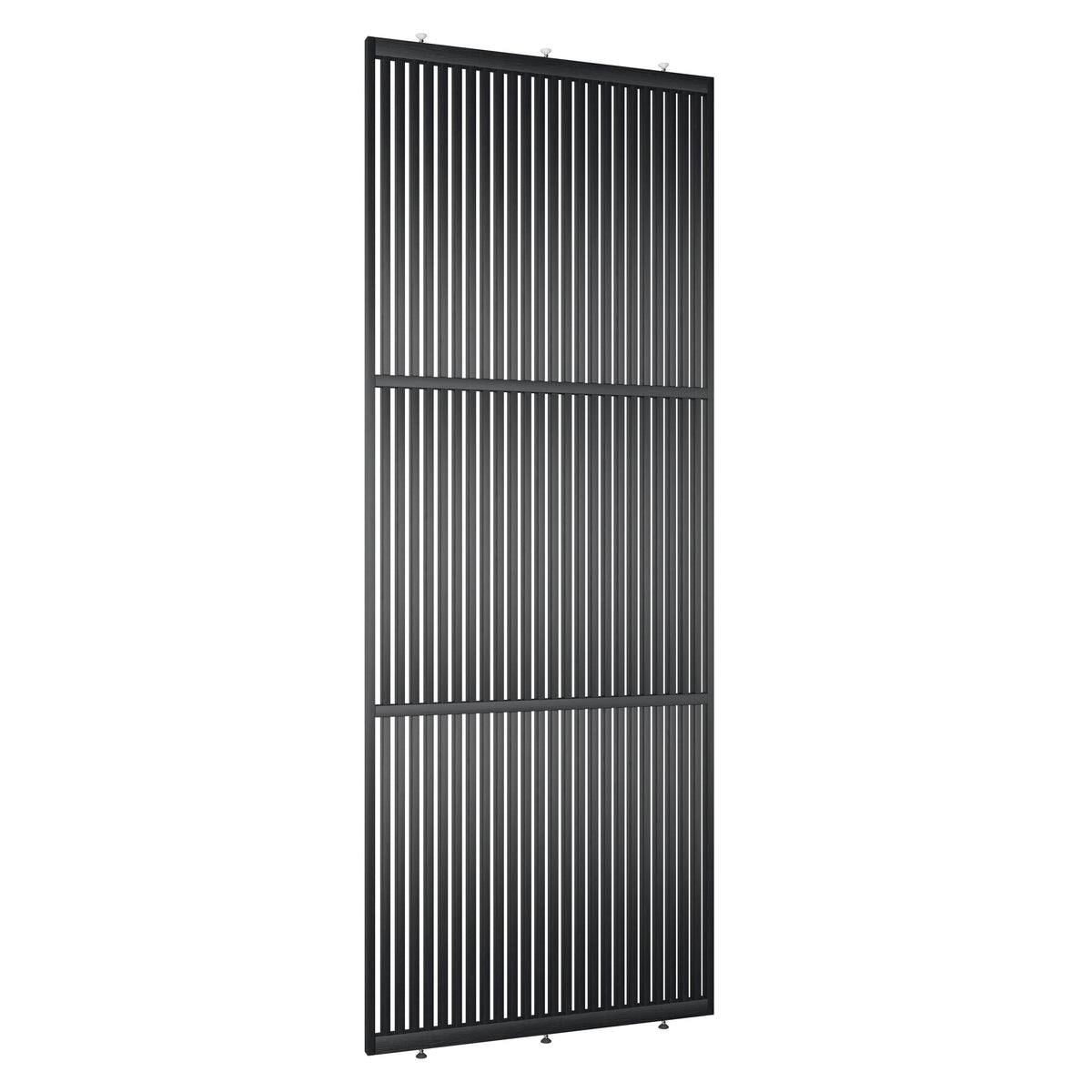 Houten roomdivider in RAL9005 massief eiken, ontworpen voor een strakke, hotel chique uitstraling. Een elegante toevoeging aan elk interieur