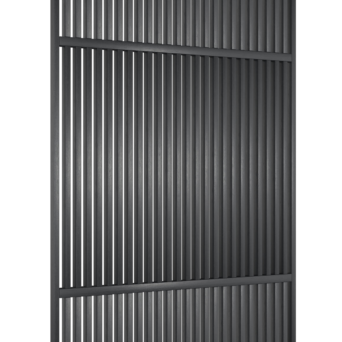 Houten roomdivider in RAL9005 massief eiken, ontworpen voor een strakke, hotel chique uitstraling. Een elegante toevoeging aan elk interieur