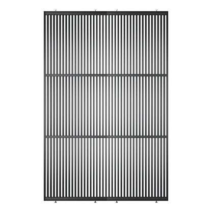 Houten roomdivider met twee gekoppelde delen in XL, van RAL9005 gelakt massief eiken voor een strakke, natuurlijke uitstraling