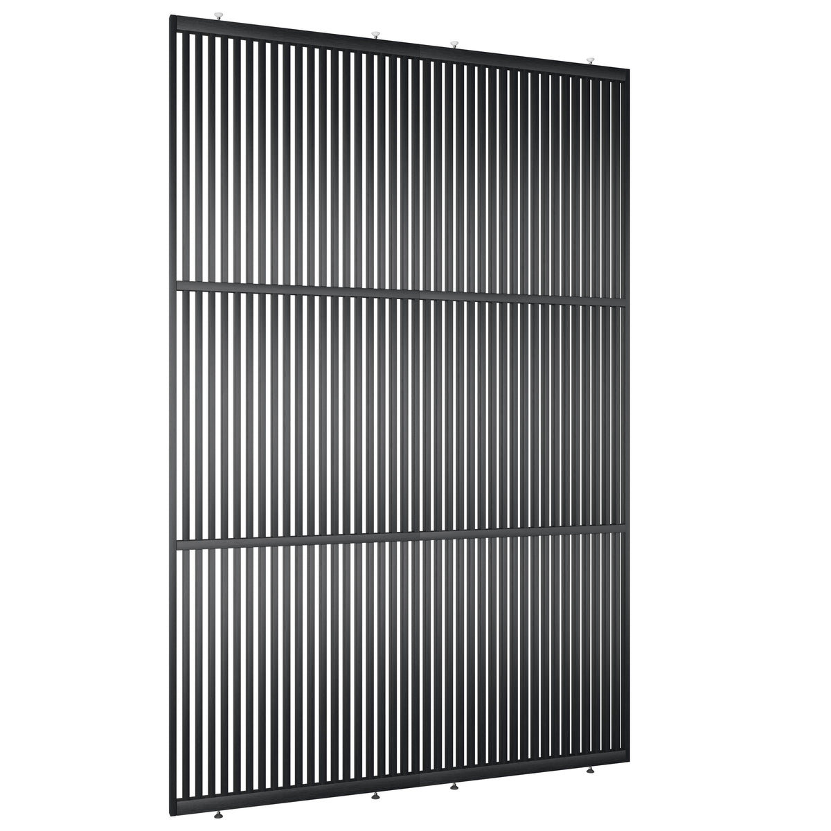 Houten roomdivider met twee gekoppelde delen in XL, van RAL9005 gelakt massief eiken voor een strakke, natuurlijke uitstraling