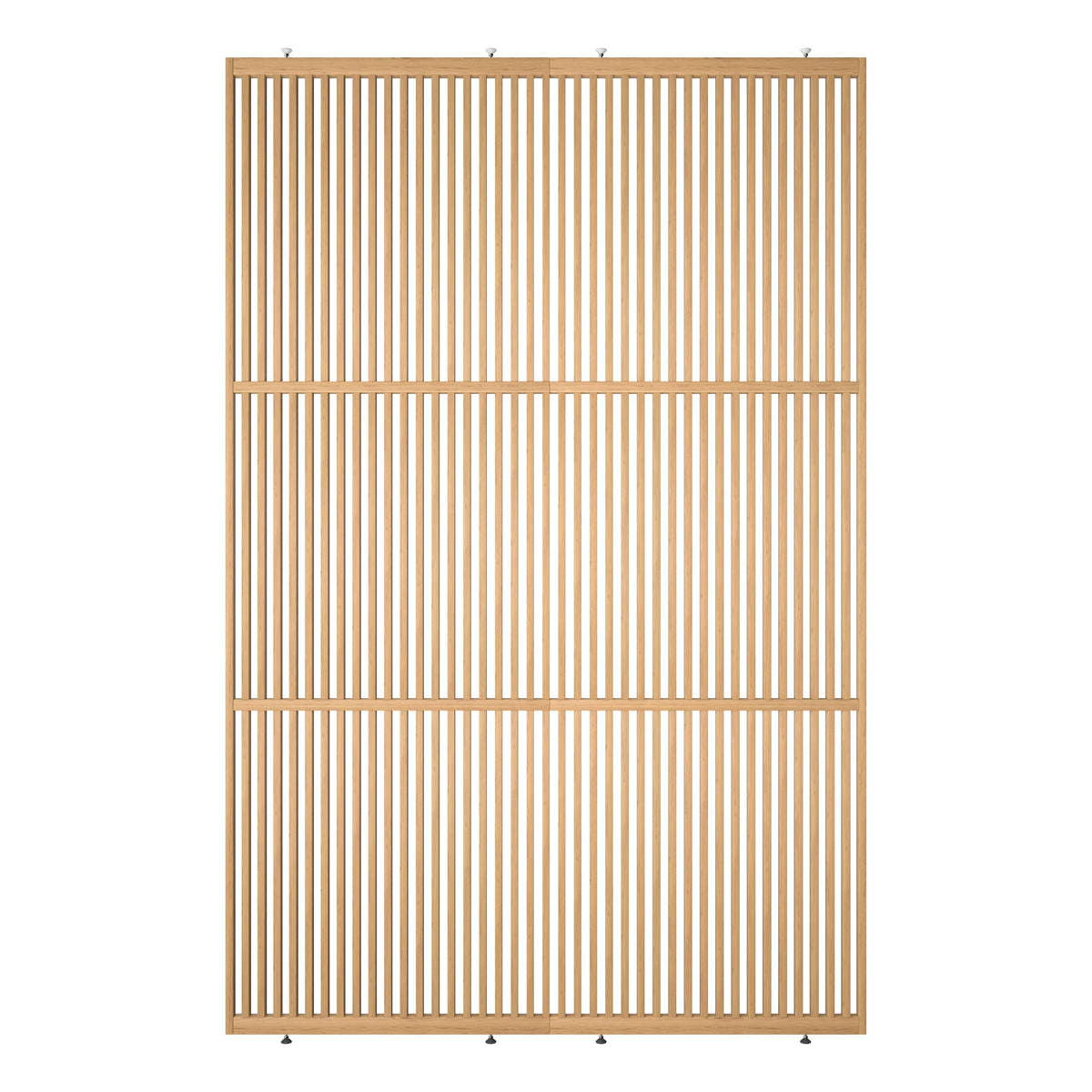 Houten roomdivider met twee gekoppelde delen in XL-formaat, van blank gelakt massief eiken voor een strakke, natuurlijke uitstraling