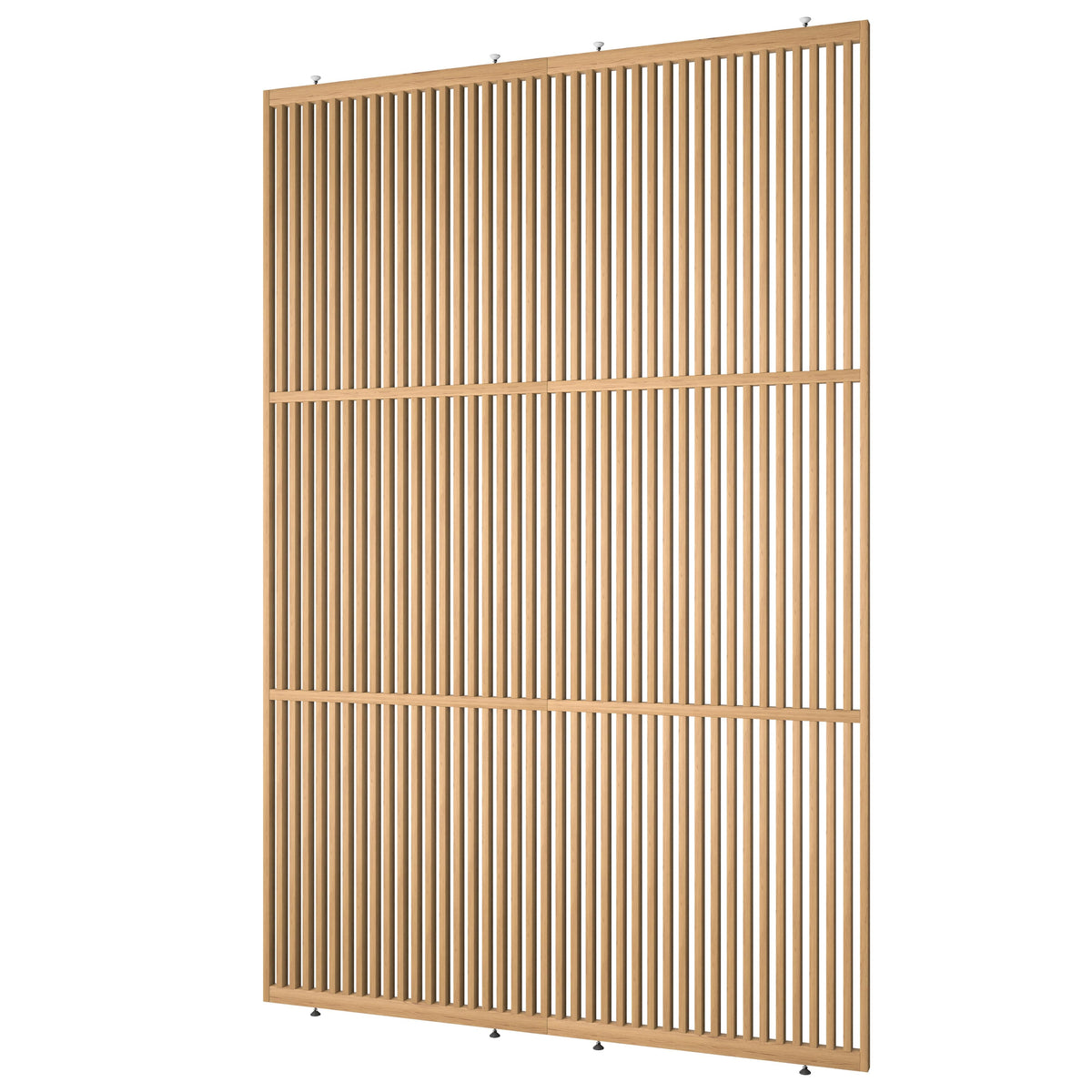 Houten roomdivider met twee gekoppelde delen in XL-formaat, van blank gelakt massief eiken voor een strakke, natuurlijke uitstraling