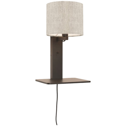 Wandlamp Andes Zwart/Donker Linnen met plank