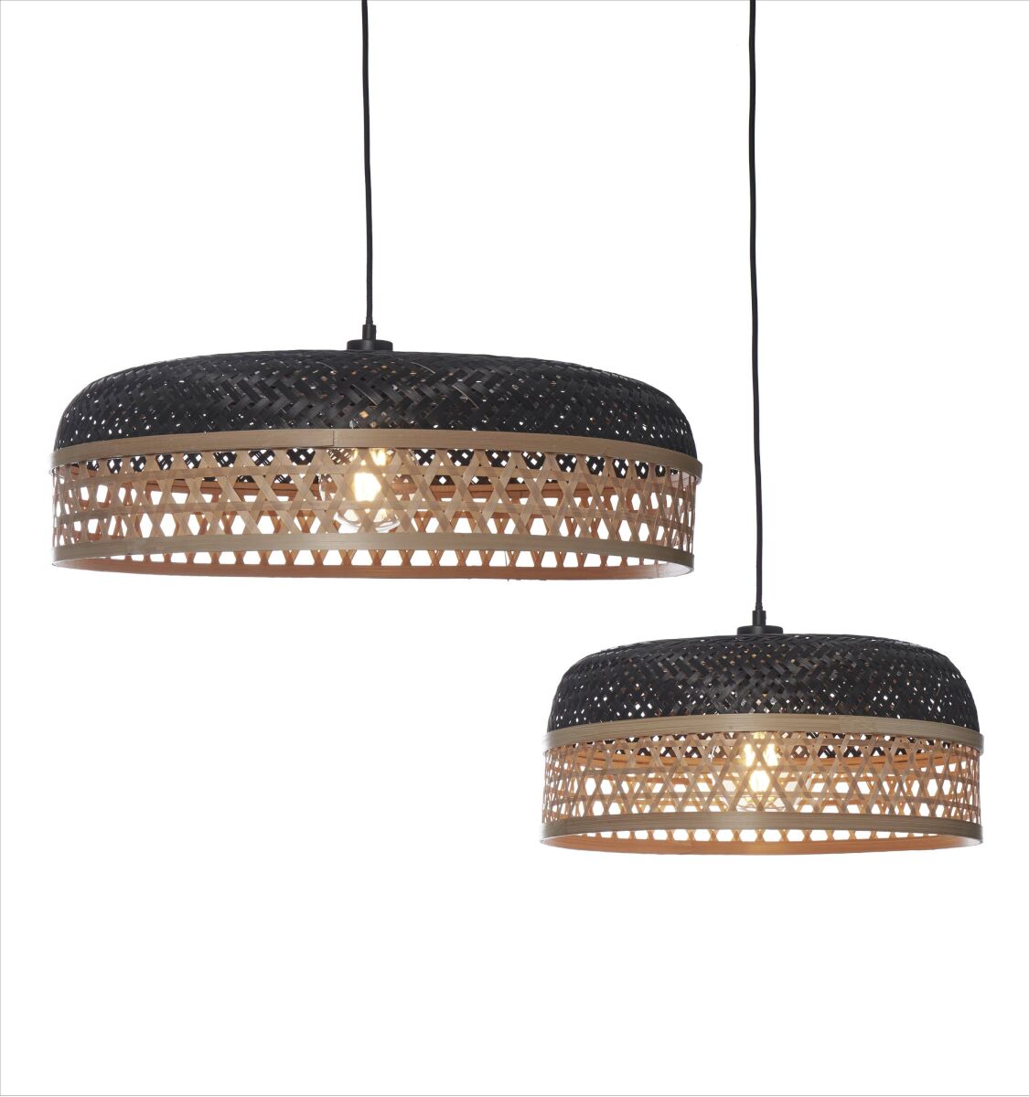 Hanglamp Ubud Zwart/Naturel set van 2